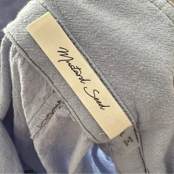 Mustard Seed Blue Button‎ Up Shirt Large - Picture 6 of 6